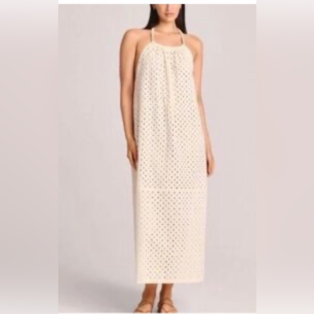 Vitamin A Cream Eyelet Halter Maxi Dress